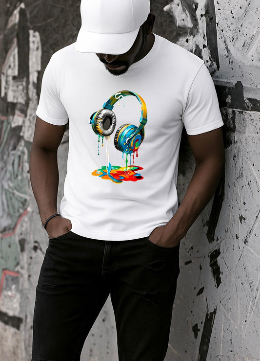 Tricou Alb Barbati din Bumbac 100% - Music