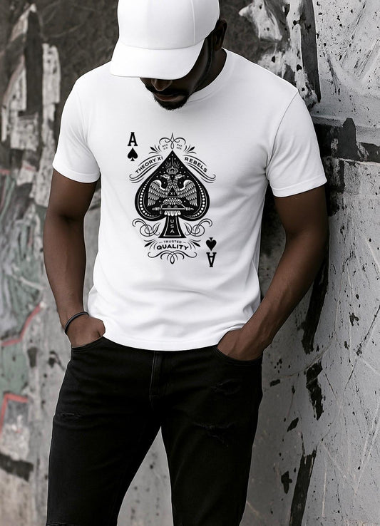 Tricou Alb Barbati din Bumbac 100% - Cards