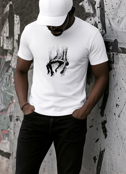 Tricou Alb Barbati din Bumbac 100% - Fall