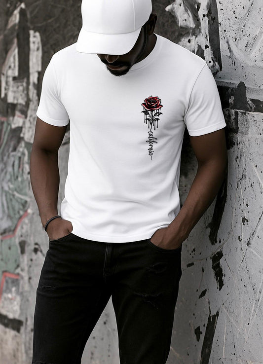 Tricou Alb Barbati din Bumbac 100% - Rose