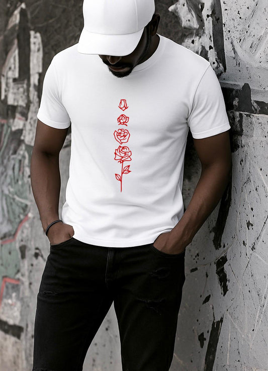 Tricou Alb Barbati din Bumbac 100% - Red