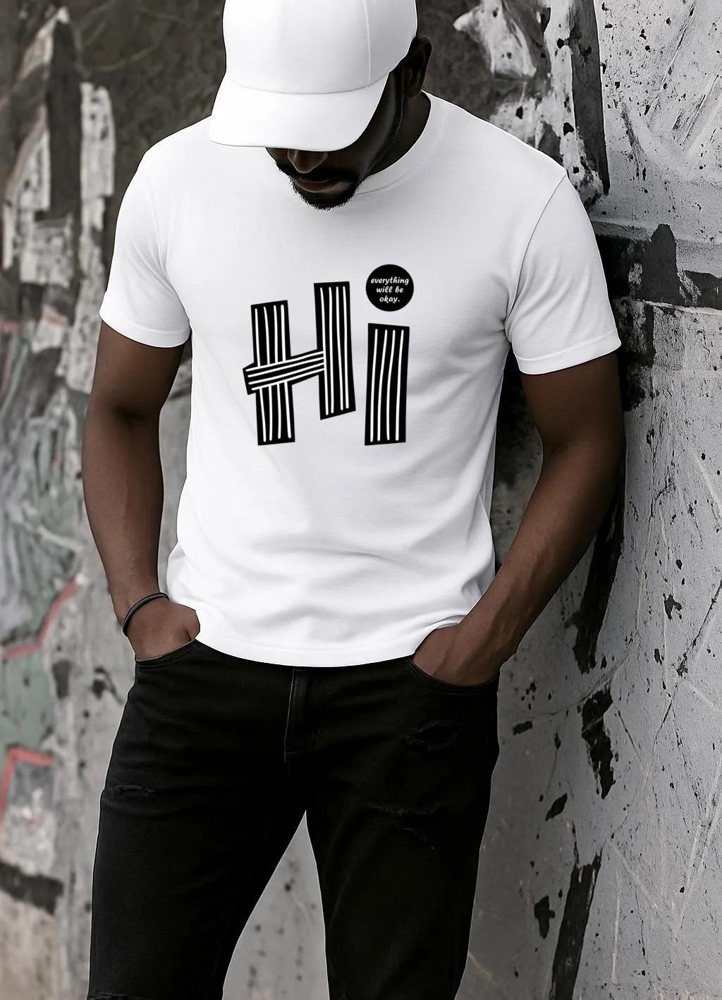Tricou Alb Barbati din Bumbac 100% - Hi