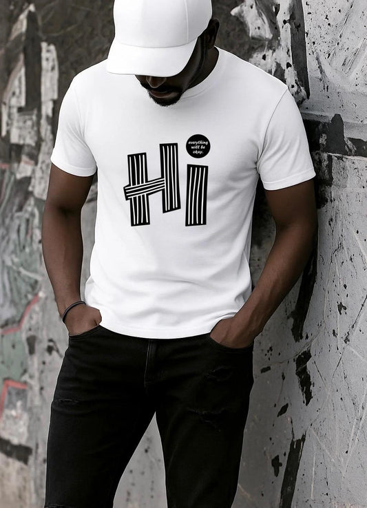 Tricou Alb Barbati din Bumbac 100% - Hi
