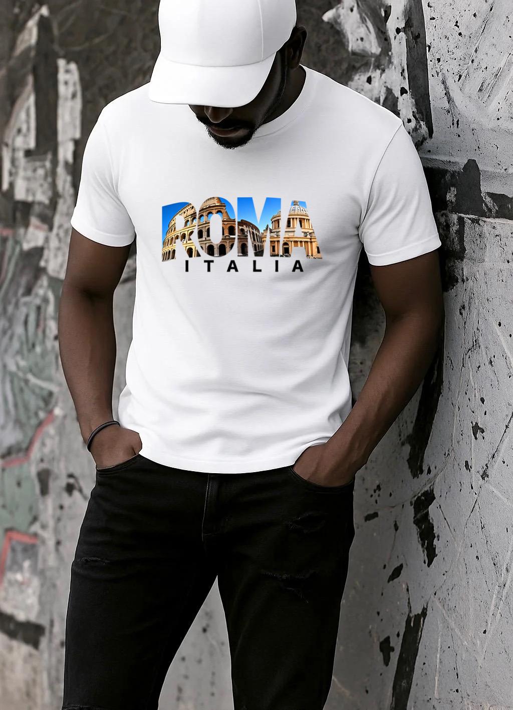 Tricou Alb Barbati din Bumbac 100% - Roma