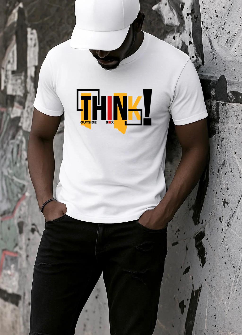 Tricou Alb Barbati din Bumbac 100% - Think!