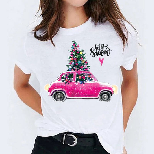 Tricou dama din bumbac 100% Christmas Car