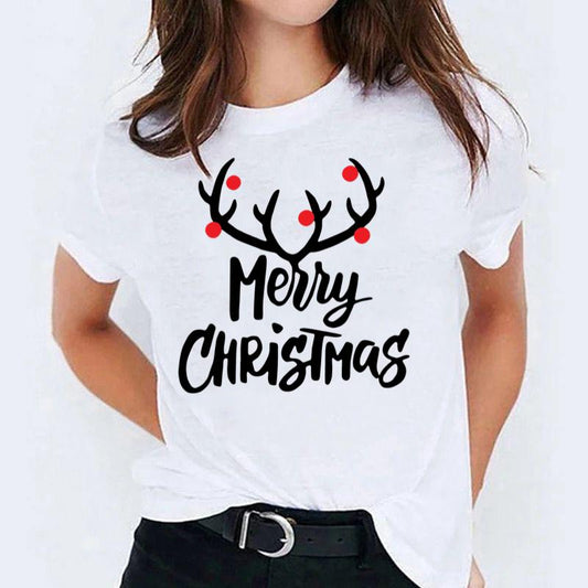 Tricou dama din bumbac 100% White Merry Christmas