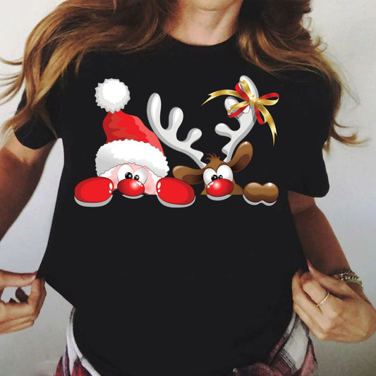 Tricou dama din bumbac 100% Negru Craciun 2