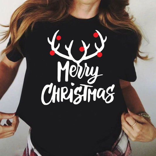 Tricou dama din bumbac 100% Negru Merry Christmas 3