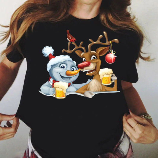 Tricou dama din bumbac 100% Negru Happy