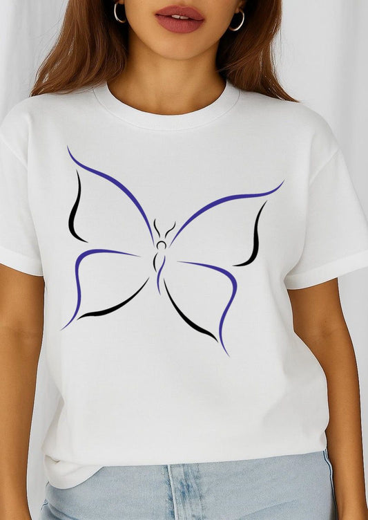 Tricou dama din bumbac 100% Fluture Simplu