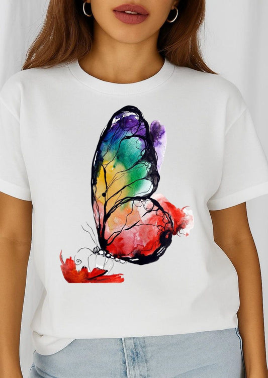 Tricou dama din bumbac 100% Butterfly New Multicolor