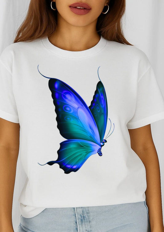 Tricou dama din bumbac 100% Big New Blue Butterfly