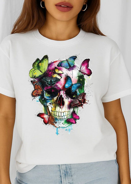 Tricou dama din bumbac 100% Fluturi Craniu
