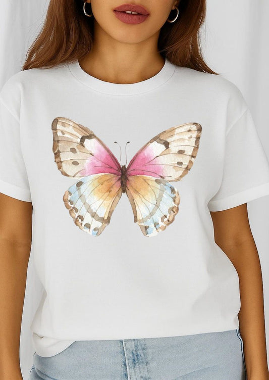 Tricou dama din bumbac 100% Butterfly Nice Colors