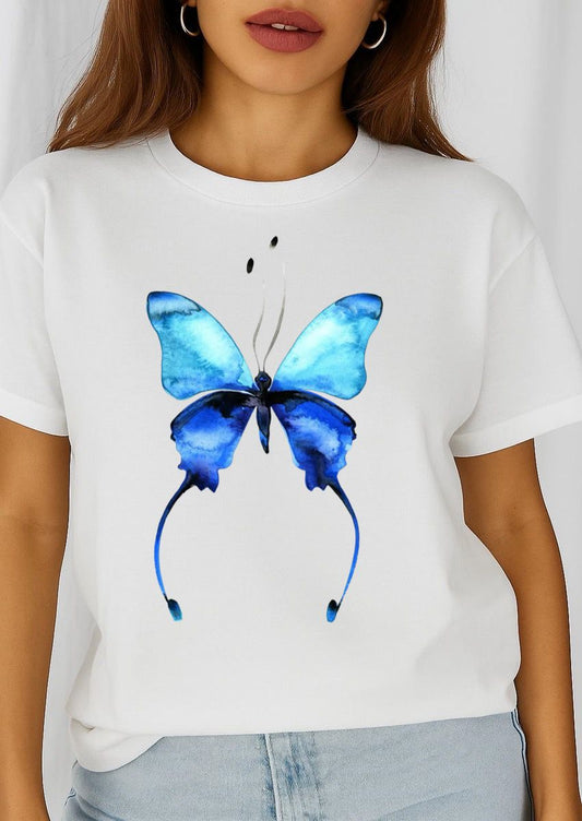 Tricou dama din bumbac 100% Big New Blue Butterfly 2