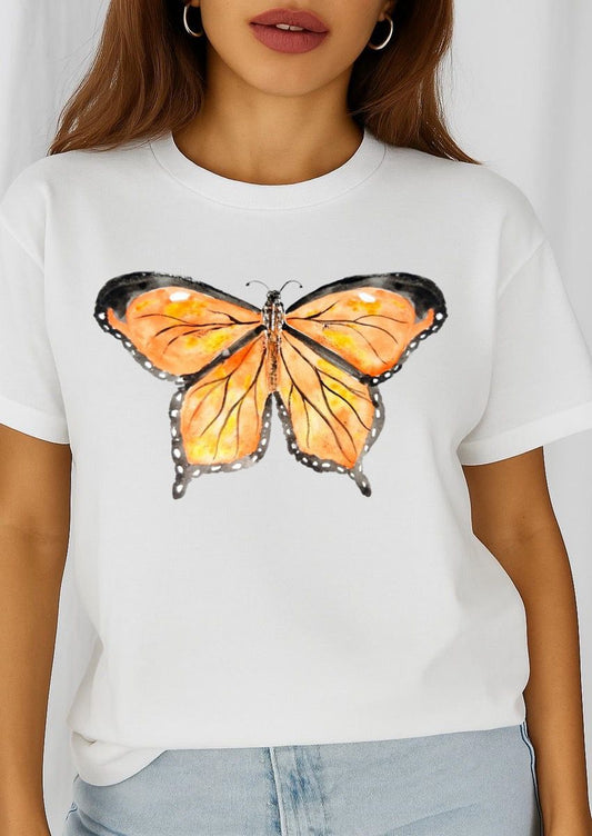 Tricou dama din bumbac 100% Yellow New Butterfly 2
