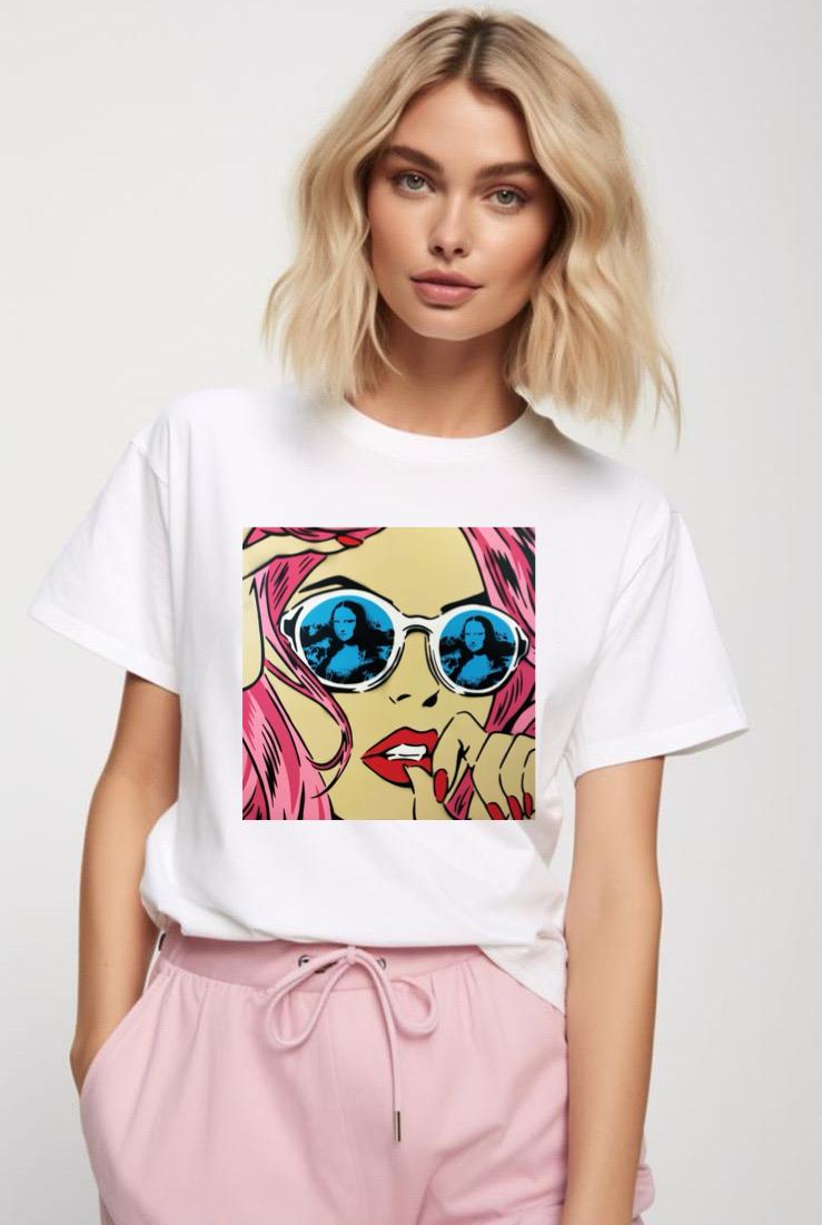 Tricou dama din bumbac 100% Ochelari