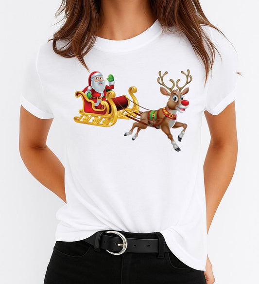 Tricou din bumbac 100% Mos Craciun Si Sania - MonCherie