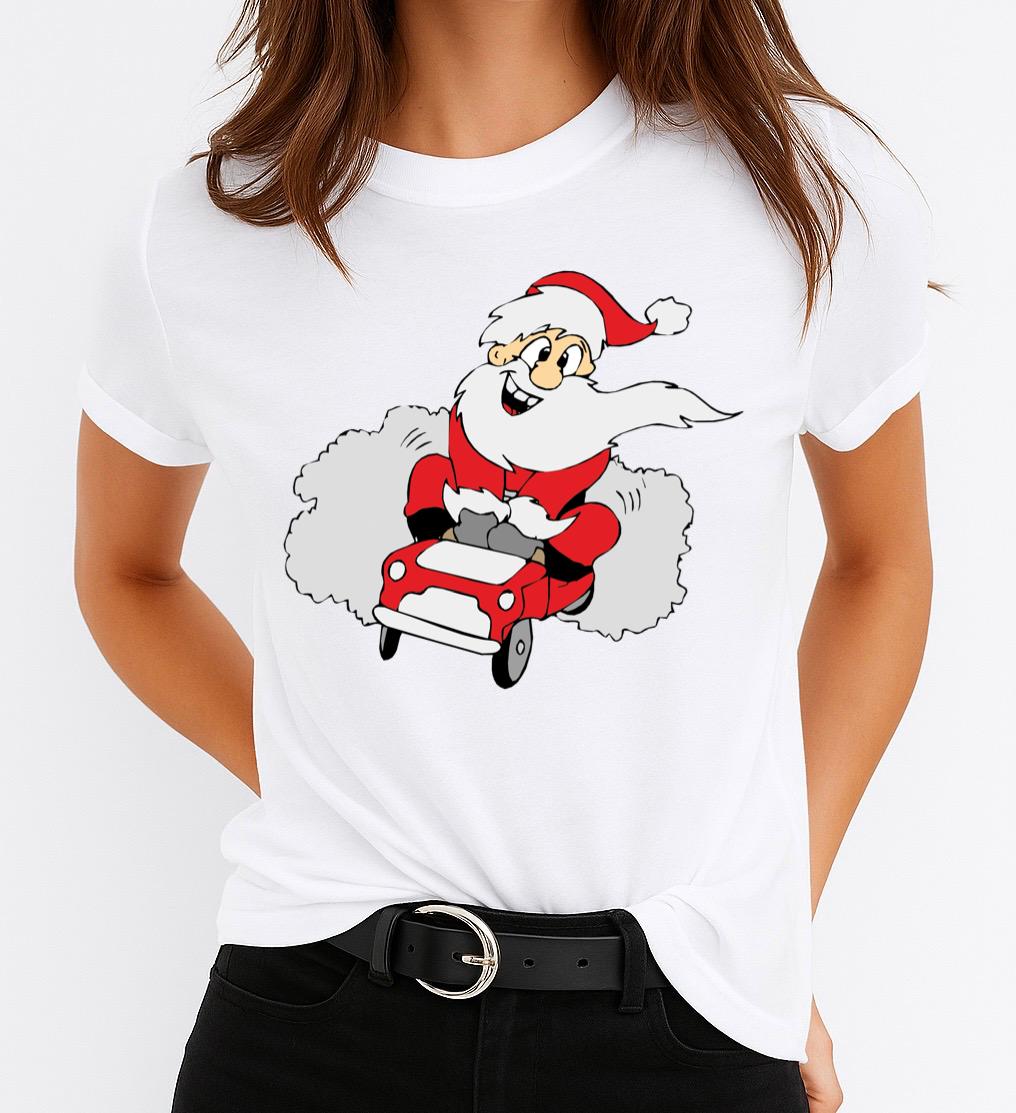 Tricou din bumbac 100% Mos Craciun cu Masina