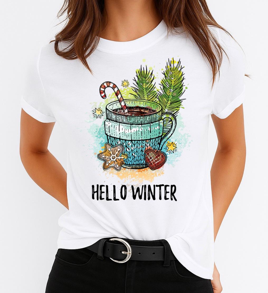 Tricou din bumbac 100% Hello Winter - MonCherie