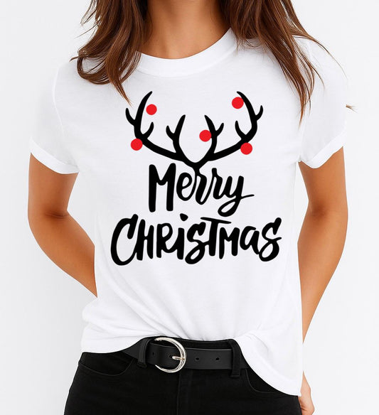Tricou din bumbac 100% White Merry Christmas - MonCherie