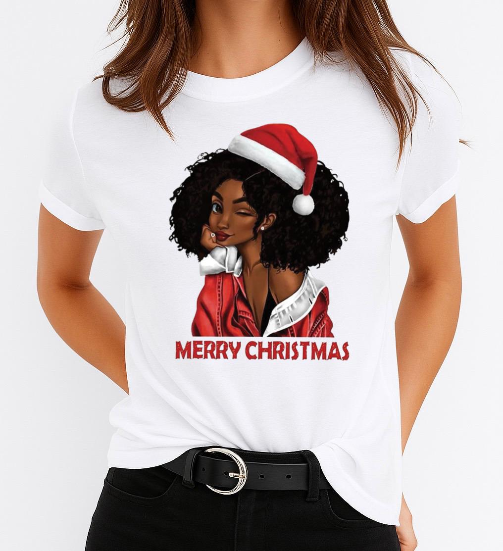 Tricou din bumbac 100% Girl Merry Christmas - MonCherie