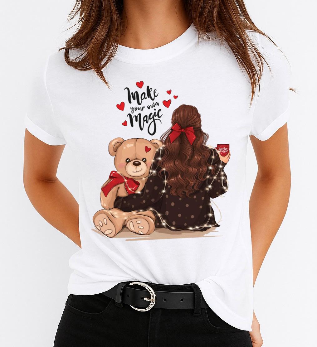 Tricou din bumbac 100% White Make Magic - MonCherie