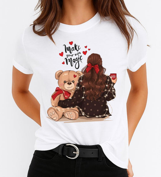 Tricou din bumbac 100% White Make Magic - MonCherie