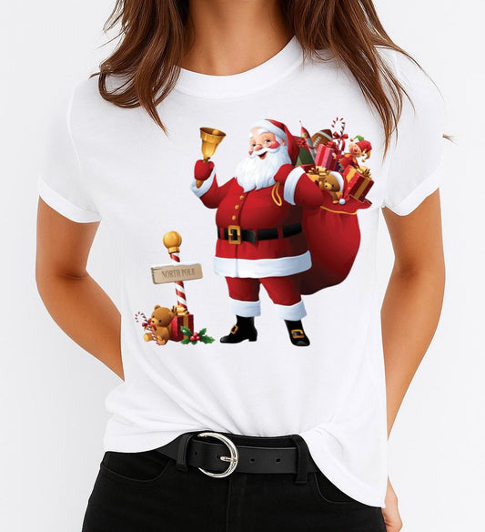 Tricou din bumbac 100% Mos Craciun Cu Sacu Rosu