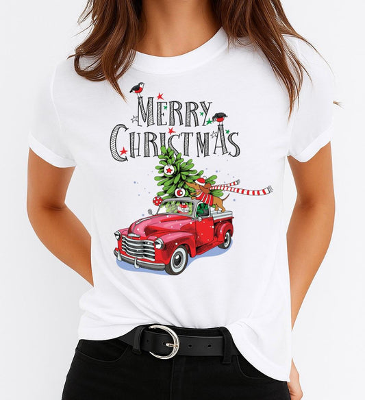 Tricou din bumbac 100% Red Car Christmas
