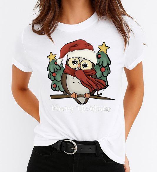 Tricou din bumbac 100% Owl Christmas