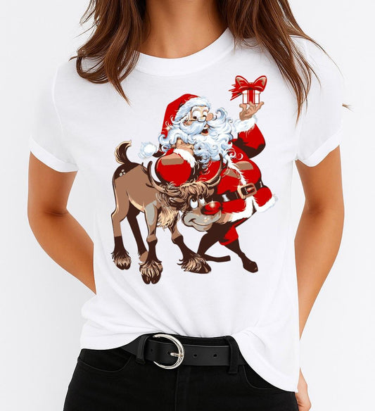 Tricou din bumbac 100% Mos Craciun si Ren 5