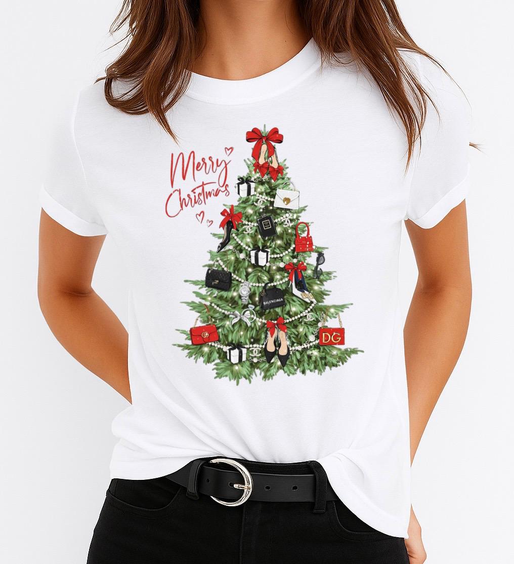 Tricou din bumbac 100% Brad Merry Christmas