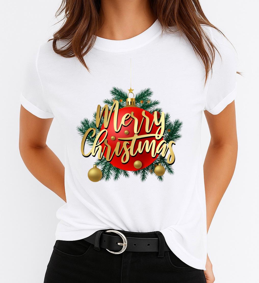 Tricou din bumbac 100% Merry Christmas Green
