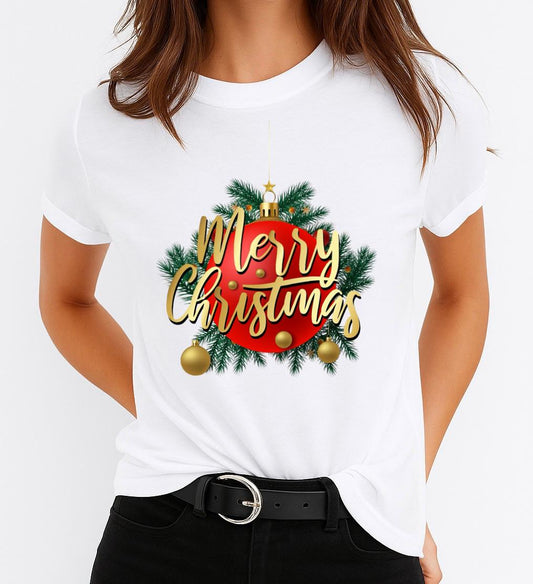 Tricou din bumbac 100% Merry Christmas Green