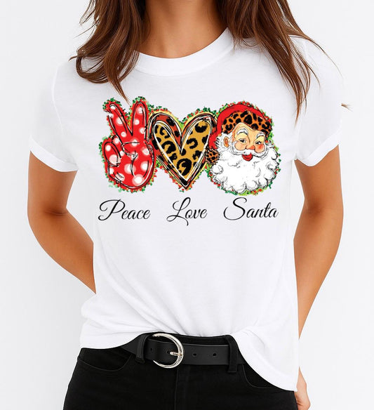 Tricou din bumbac 100% Peace Santa - MonCherie