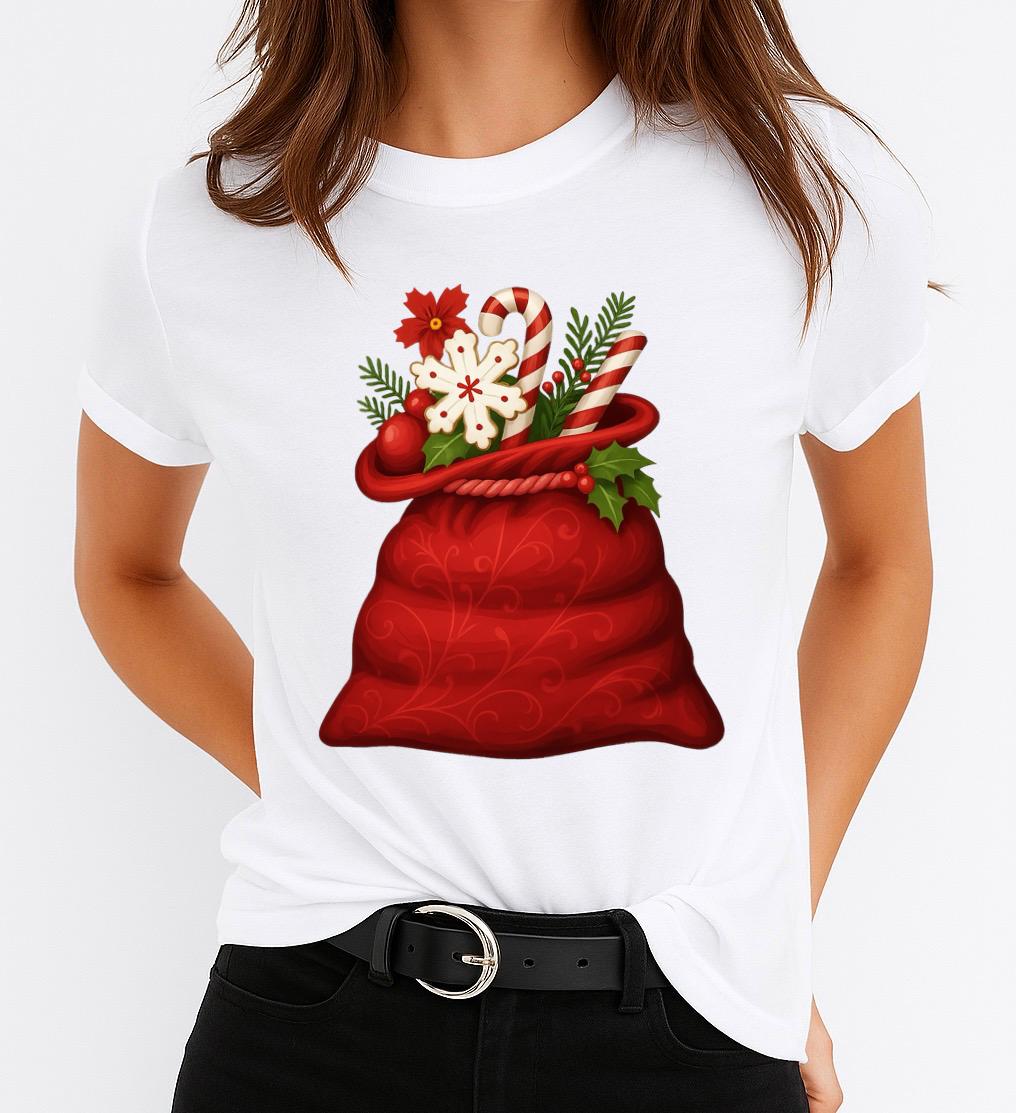 Tricou din bumbac 100% Sacul lui Mos Craciun - MonCherie