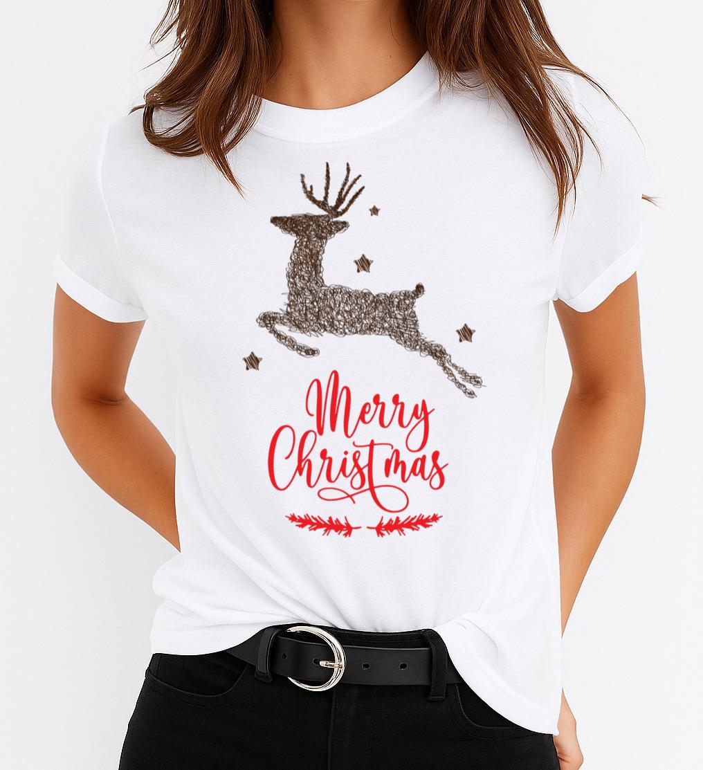 Tricou din bumbac 100% Merry Christmas Ren 2 - MonCherie