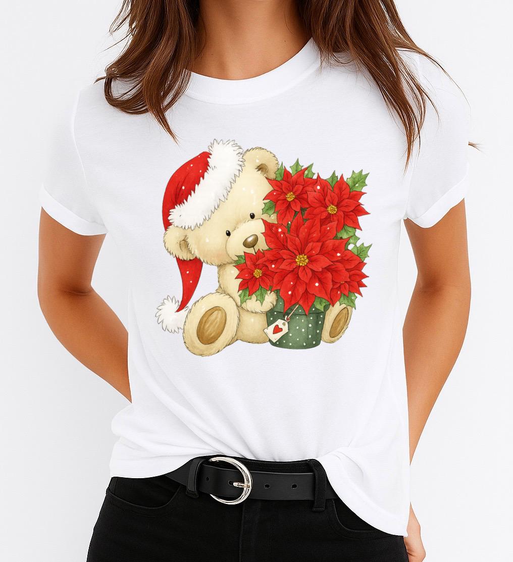 Tricou din bumbac 100% Ursulet de Craciun - MonCherie