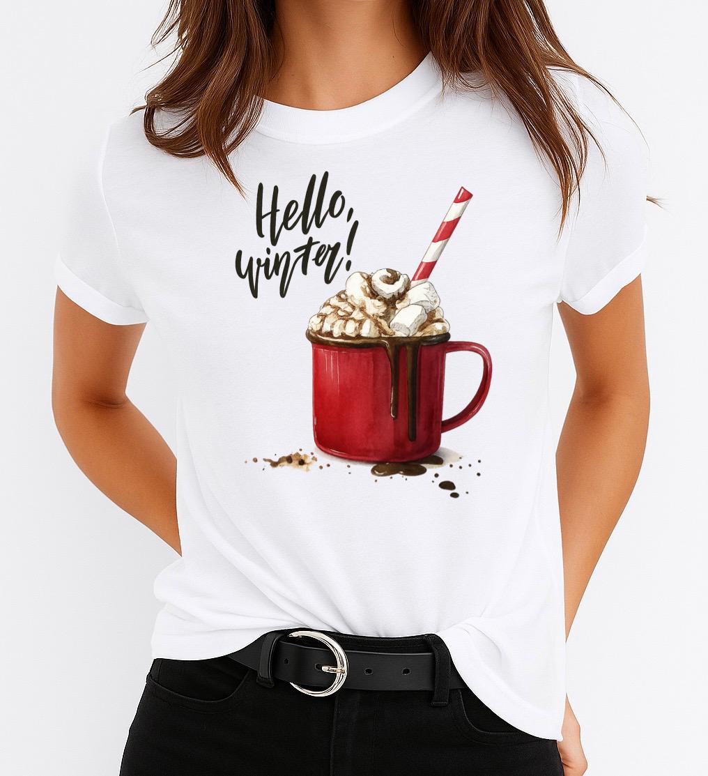 Tricou din bumbac 100% Craciun Hello Winter - MonCherie