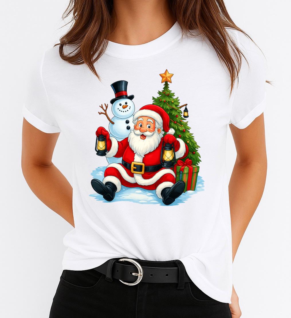 Tricou din bumbac 100% Mos Craciun Fericit