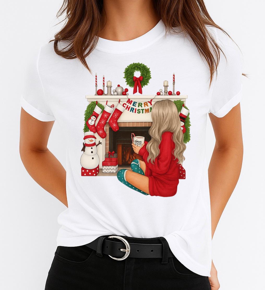 Tricou din bumbac 100% Merry Christmas Red Girl - MonCherie