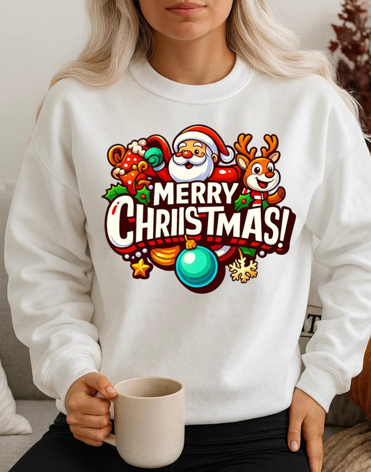Bluza alba din bumbac 100% Craciun Fericit