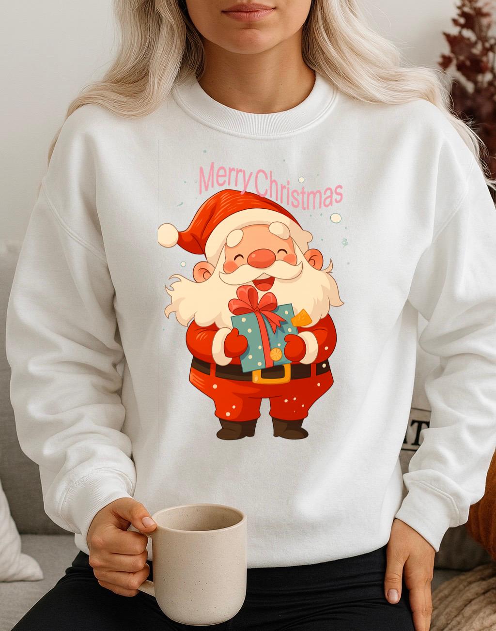 Bluza alba din bumbac 100% Merry Christmas Gift