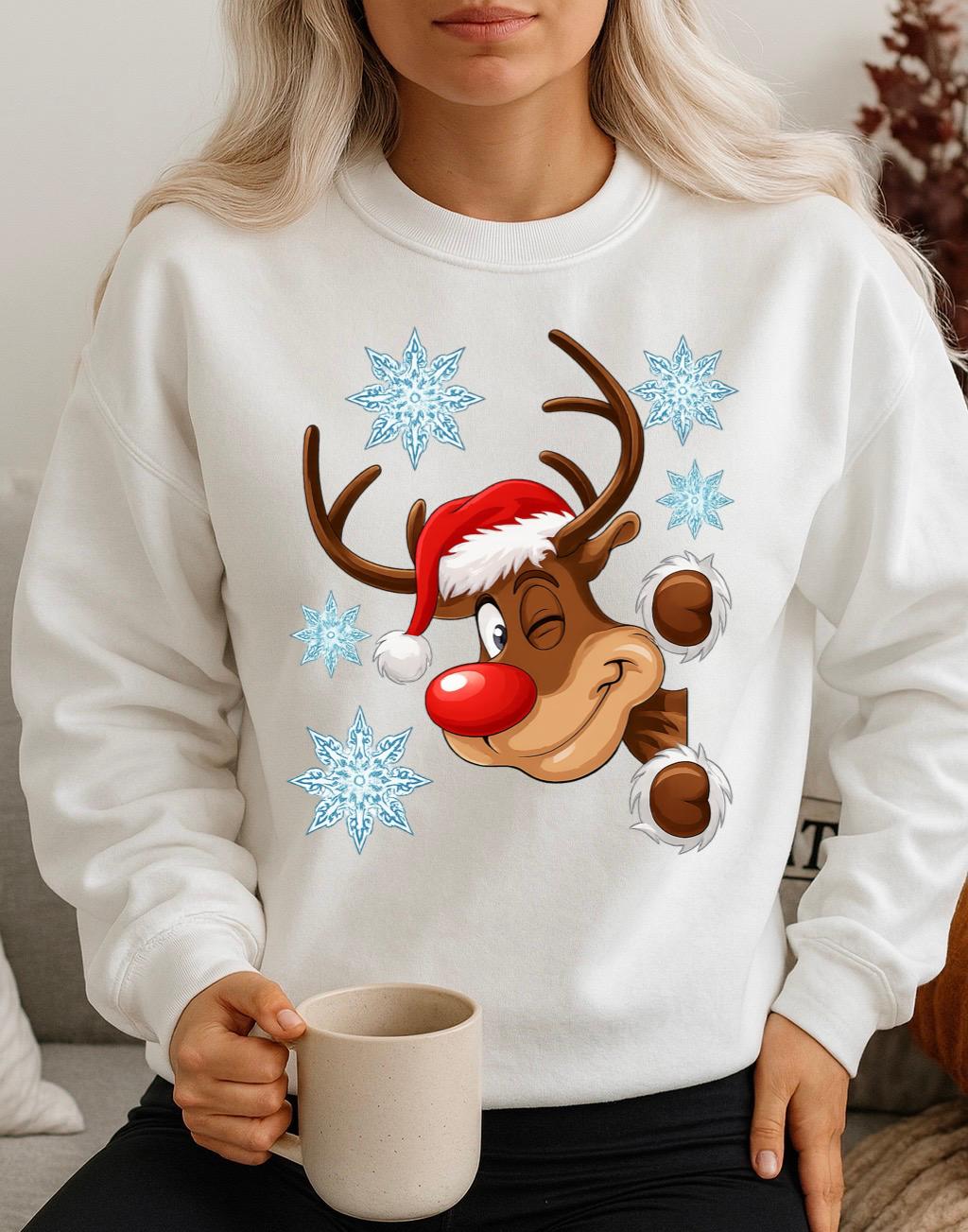 Bluza alba din bumbac 100% Cute ren 4