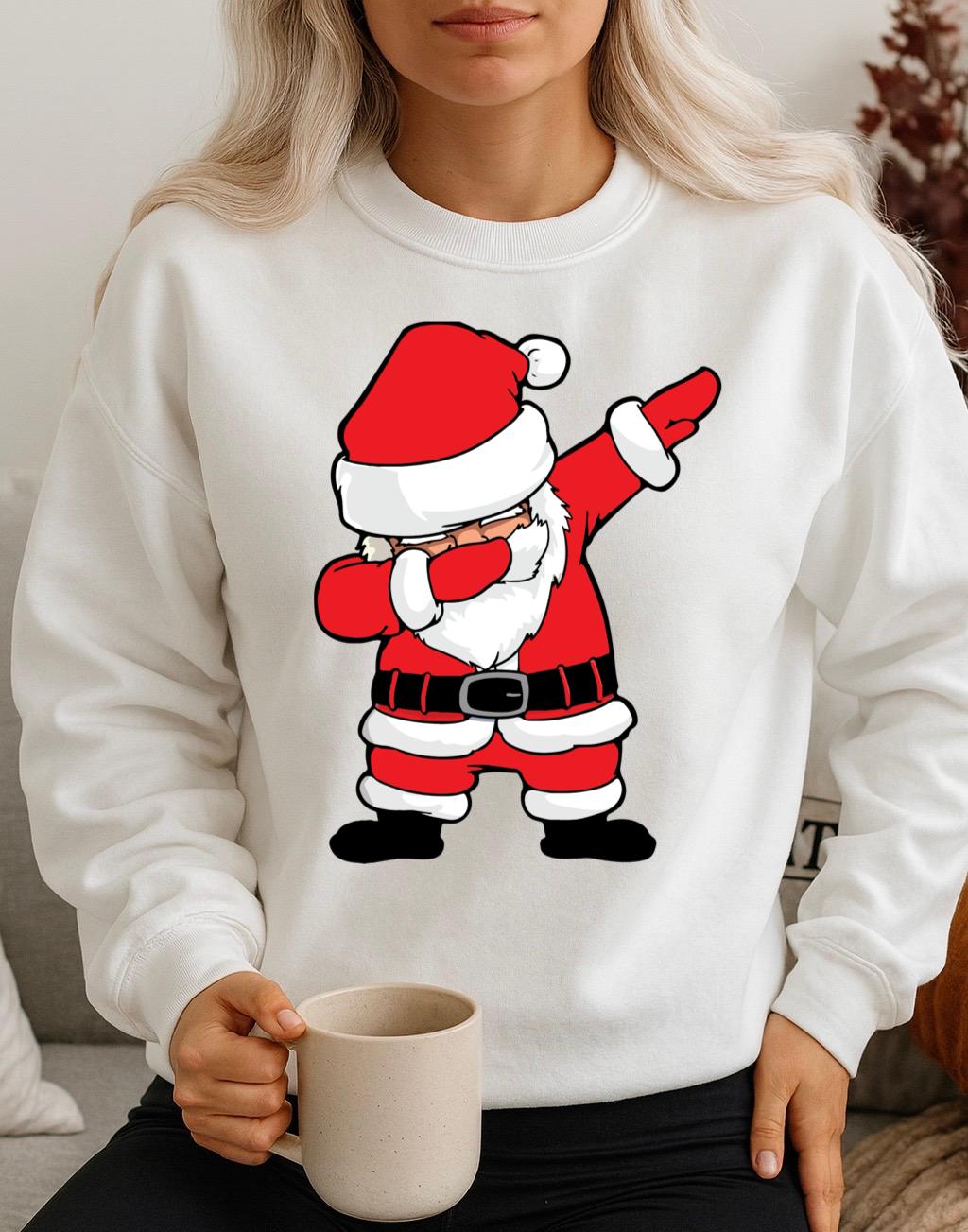 Bluza alba din bumbac 100% Mos craciun