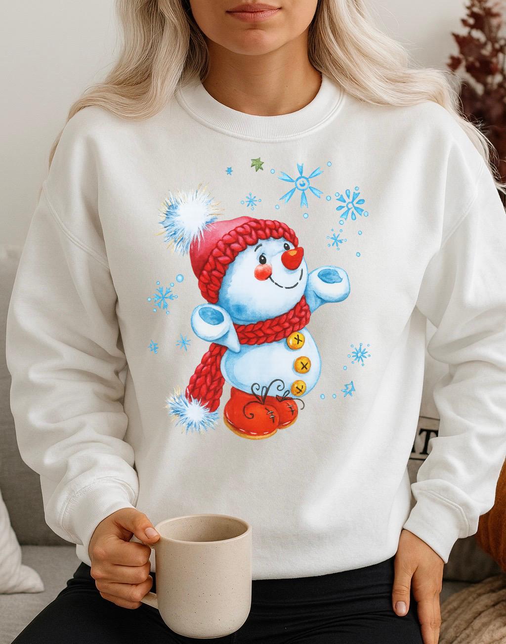 Bluza alba din bumbac 100% Om de zapada 5