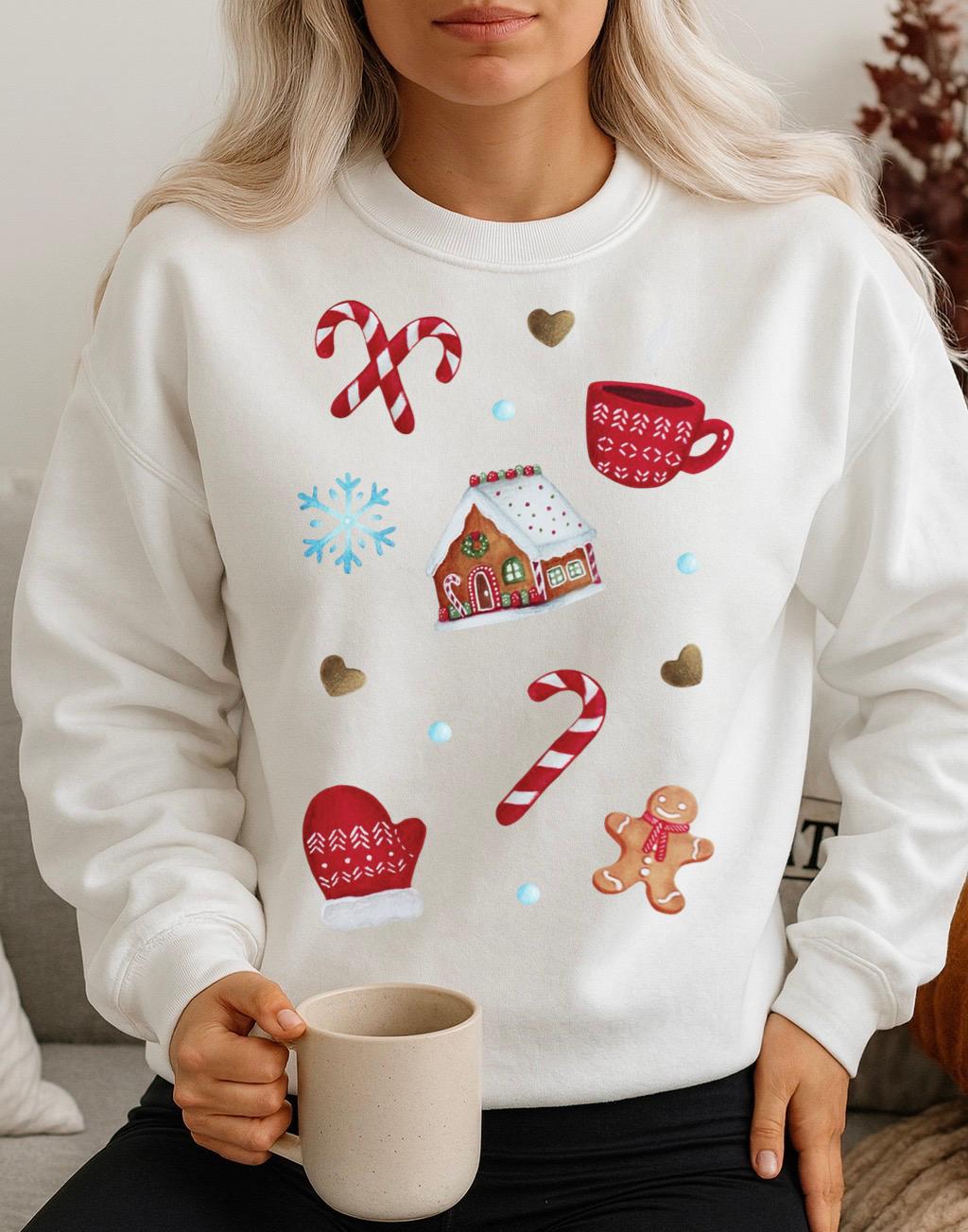 Bluza alba din bumbac 100% Spirit de craciun