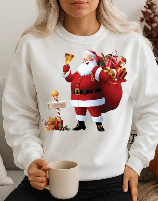 Bluza alba din bumbac 100% Mos Craciun Cu Cadouri